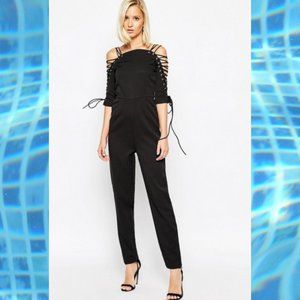Lavish Alice Black Lace-Up Jumpsuit